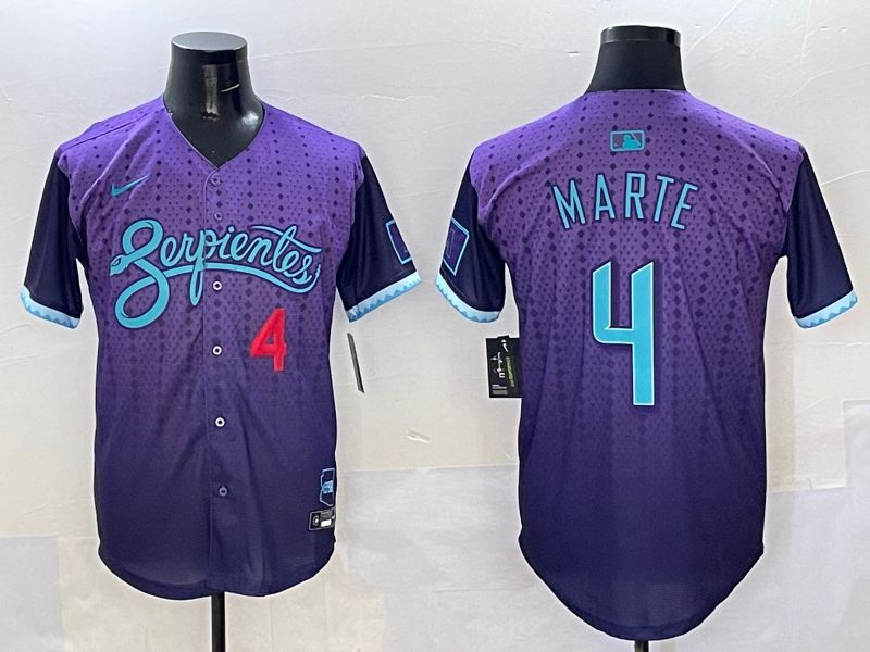 Men Arizona Diamondback #4 Marte Purple Joint Name 2025 Nike MLB Jersey style 5